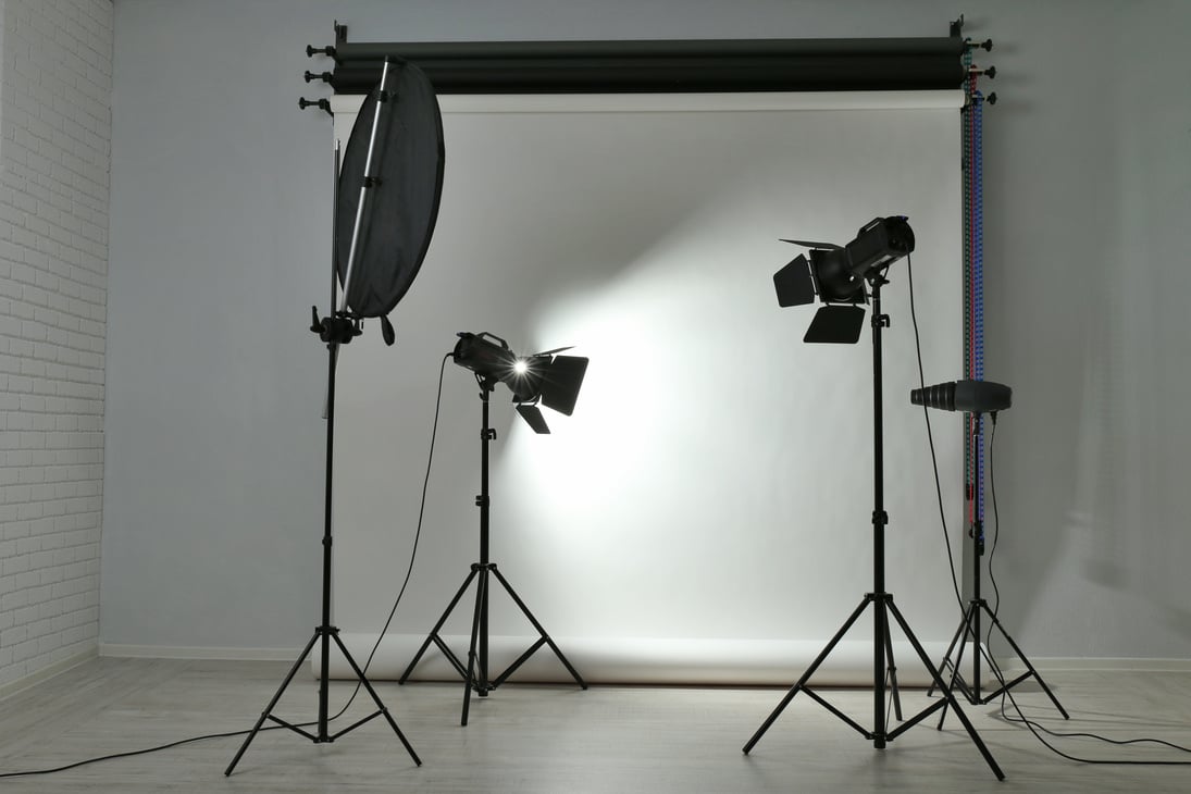 Empty Photo Studio with Lighting Equipment